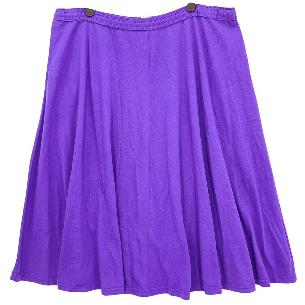 Vintage MoonCraft Purple Flared Skirt L/XL 80s 90s Elastic Waist Pockets USA